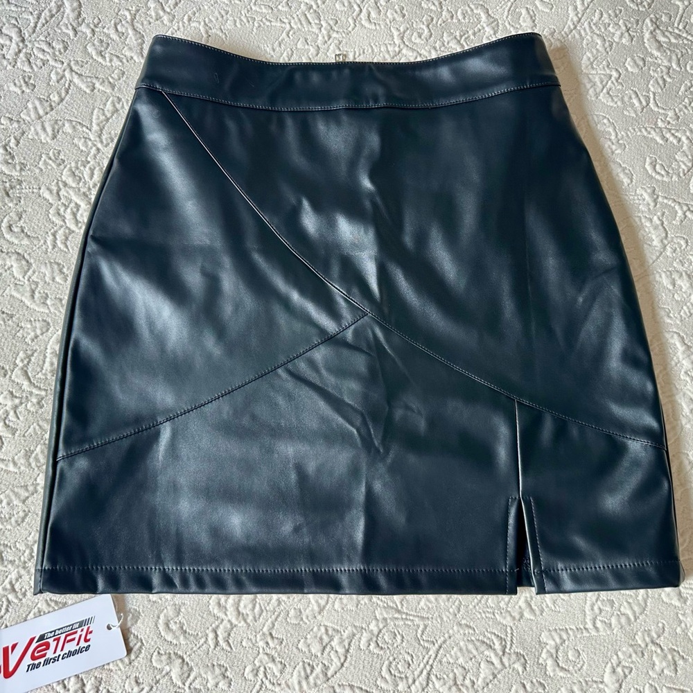 Black Fuax Leather Skirt w/ Shorts